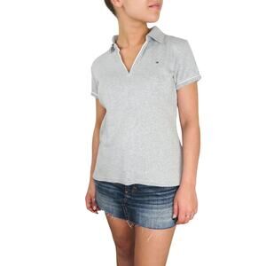 Tommy Hilfiger Gray Polo Shirt Preppy Y2k Polo Medium